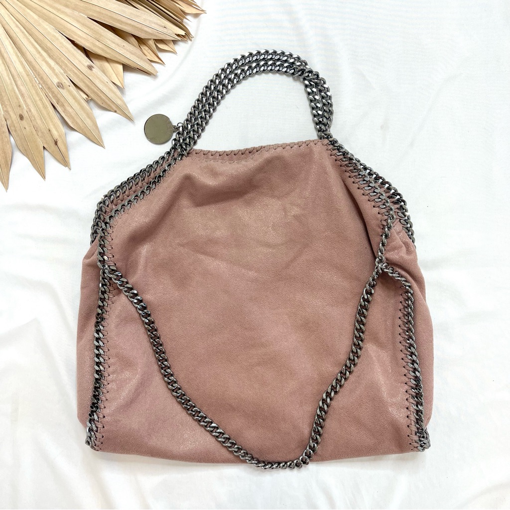 Stella Mccartney Falabella Silver Chain Soft Ballet Pink Tote Hobo Bag Purse